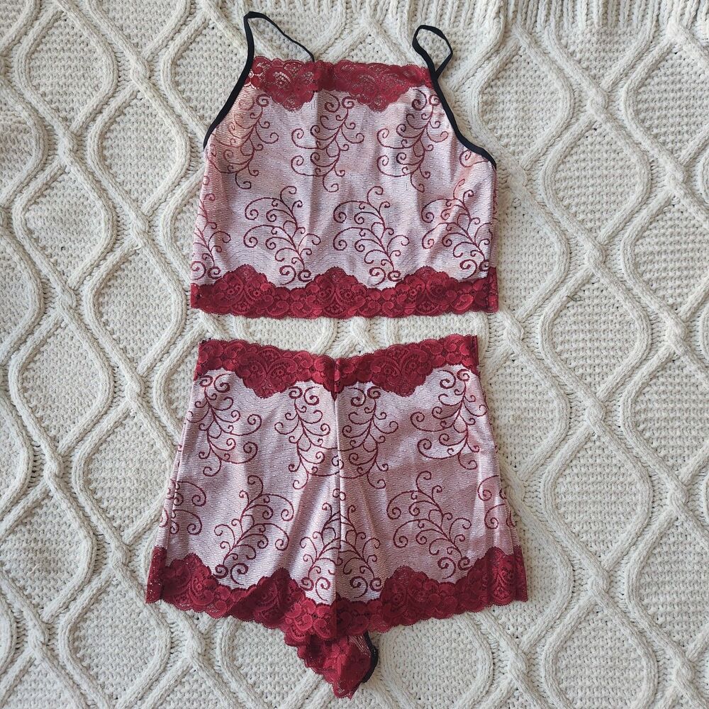 New Red Lace Crop Lingerie Set Size S